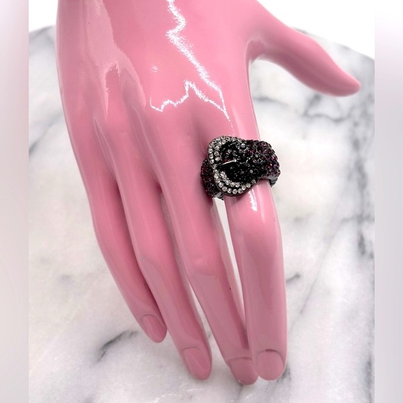 Purple Crystal Buckle Stretch Band Ring - Picture 3 of 7